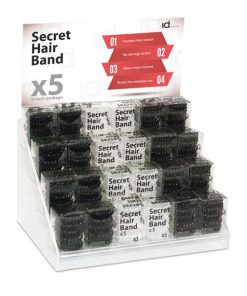 idHAIR Secret Hair Band Display (Black, Clear, Brown) x 24 Set
