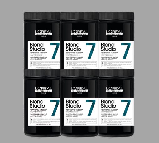L'Oreal Professionnel Blond Studio Multi Techniques 7 Clay Lightening Powder x 6 Value Pack