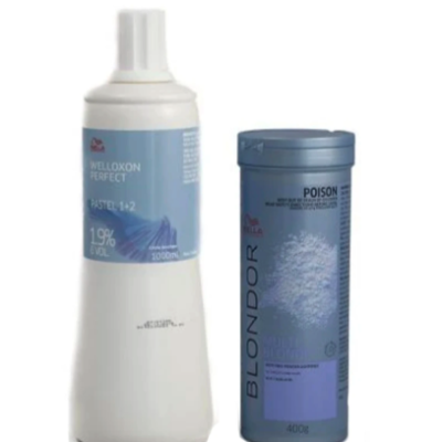 Wella Blondor Lightening Powder (400g), and 1.9 Developer
