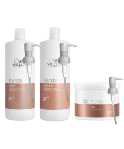 Wella Fusion Intense Repair Shampoo, Conditioner 1000ml & Mask 500ml + Pumps Set