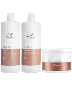 Wella Fusion Shampoo & Conditioner 1000ml & Mask 500ml Trio