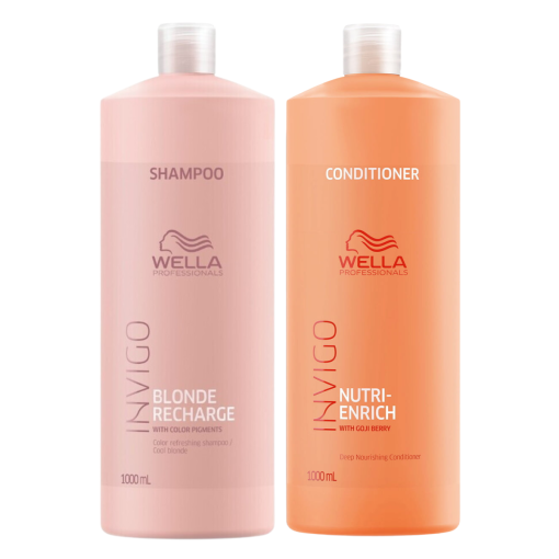 Wella Invigo Blonde Recharge Shampoo & Nutri-Enrich Conditioner 1000ml Duo
