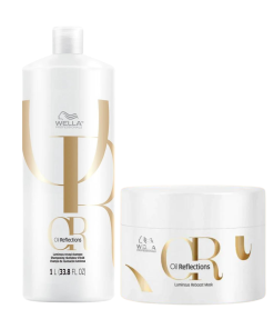 Wella Oil Reflections Luminous Shampoo 1000ml & Reboost Mask 500ml Duo