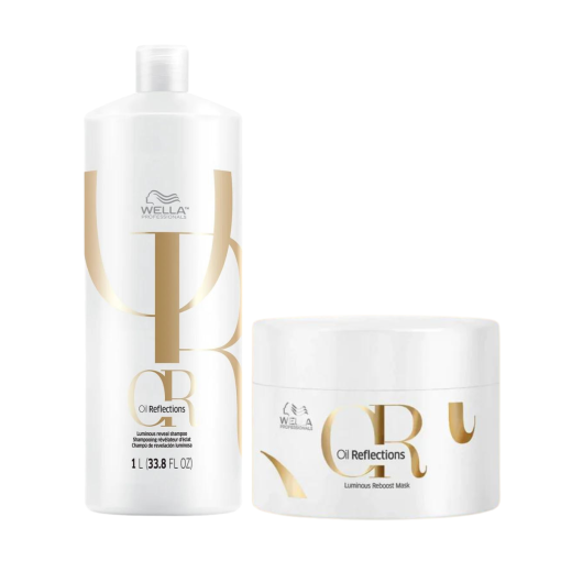 Wella Oil Reflections Luminous Shampoo 1000ml & Reboost Mask 500ml Duo