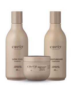 idHAIR Curly Xclusive Low Poo Shampoo & Moisture Conditioner 300ml + Moisture Treatment 200ml Trio
