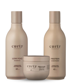 idHAIR Curly Xclusive Low Poo Shampoo & Protein Conditioner 300ml + Protein Treatment 200ml Trio